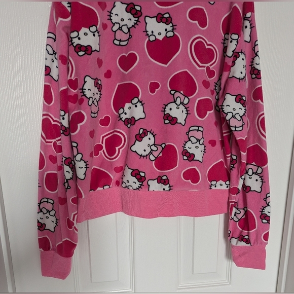 Hello Kitty Kids (Size Small) Pink Fleece Long Sleeve Pyjama Top/Sweatshirt - Picture 7 of 11